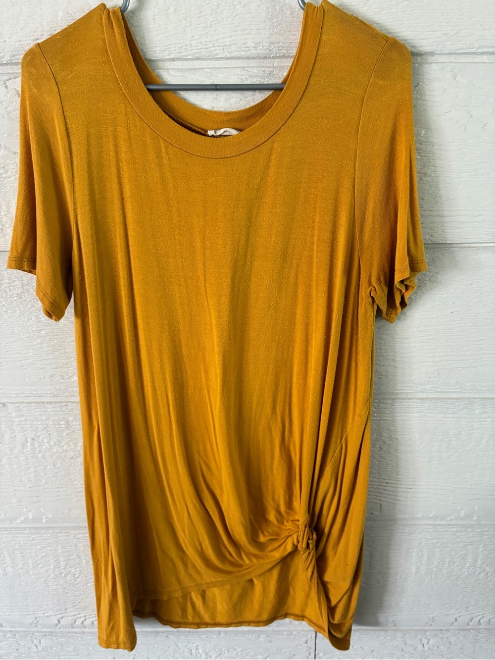 Women's Knot-Front Short Sleeve Tee in Mustard
